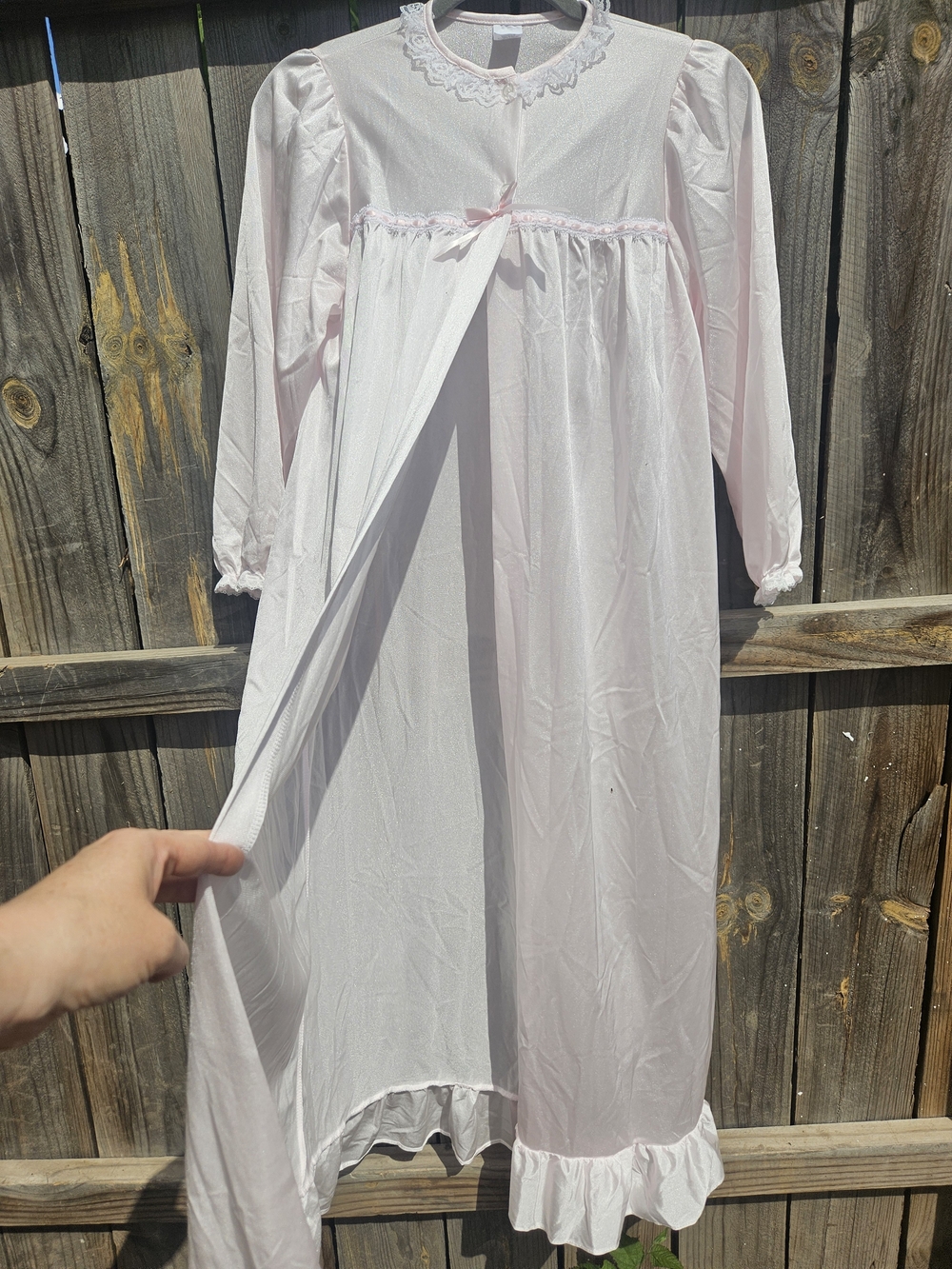 Vintage Robe Lingerie SMALL Pink Feminine Fairy Coquette Girlhood Lace Ruffl